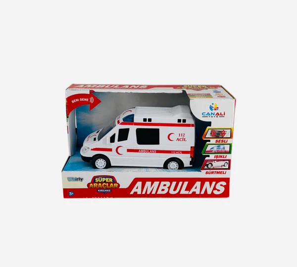 Kırılmaz Pilli Sesli Sürtmeli Ambulans görsel 2